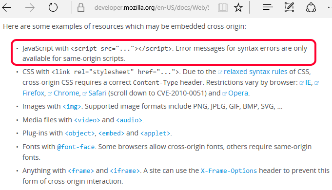 Cross Origin Errors